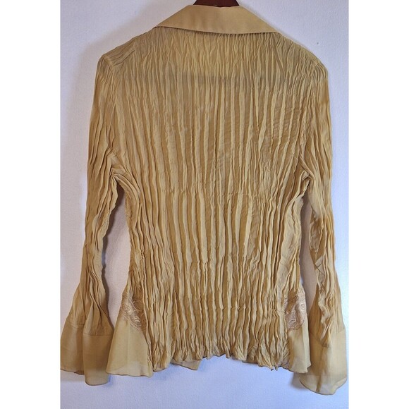 Vtg DRES-U-II Y2K Crinkle Ruffle Lace Blouse Sz 1x Fits Sz Large Fairycore Boho - Picture 2 of 12